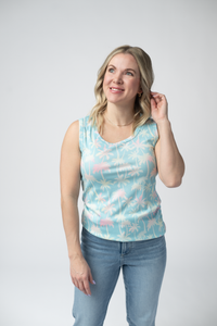 Ava Tank - Aqua Palm-tank-Villari Chic, women's online fashion boutique in Severna, Maryland