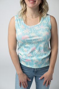 Ava Tank - Aqua Palm-tank-Villari Chic, women's online fashion boutique in Severna, Maryland