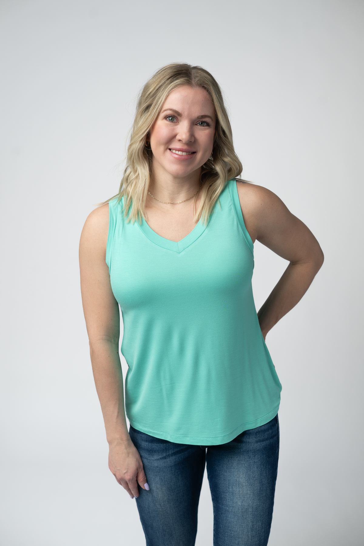 Noelle Tank - Turquoise-tank-Villari Chic, women's online fashion boutique in Severna, Maryland