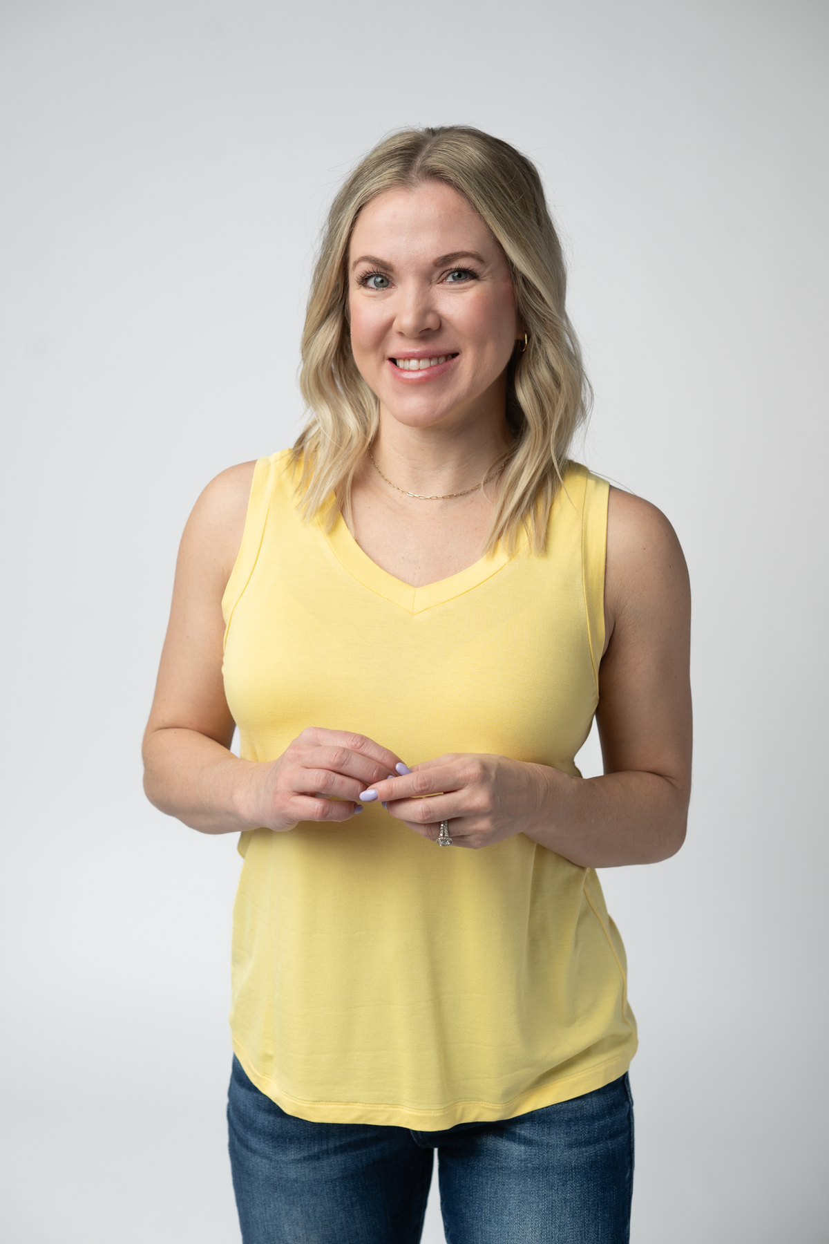 Noelle Tank - Lemon-tank-Villari Chic, women's online fashion boutique in Severna, Maryland