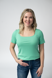Short Sleeve Alyssa Top - Aquamarine-Tops-Villari Chic, women's online fashion boutique in Severna, Maryland