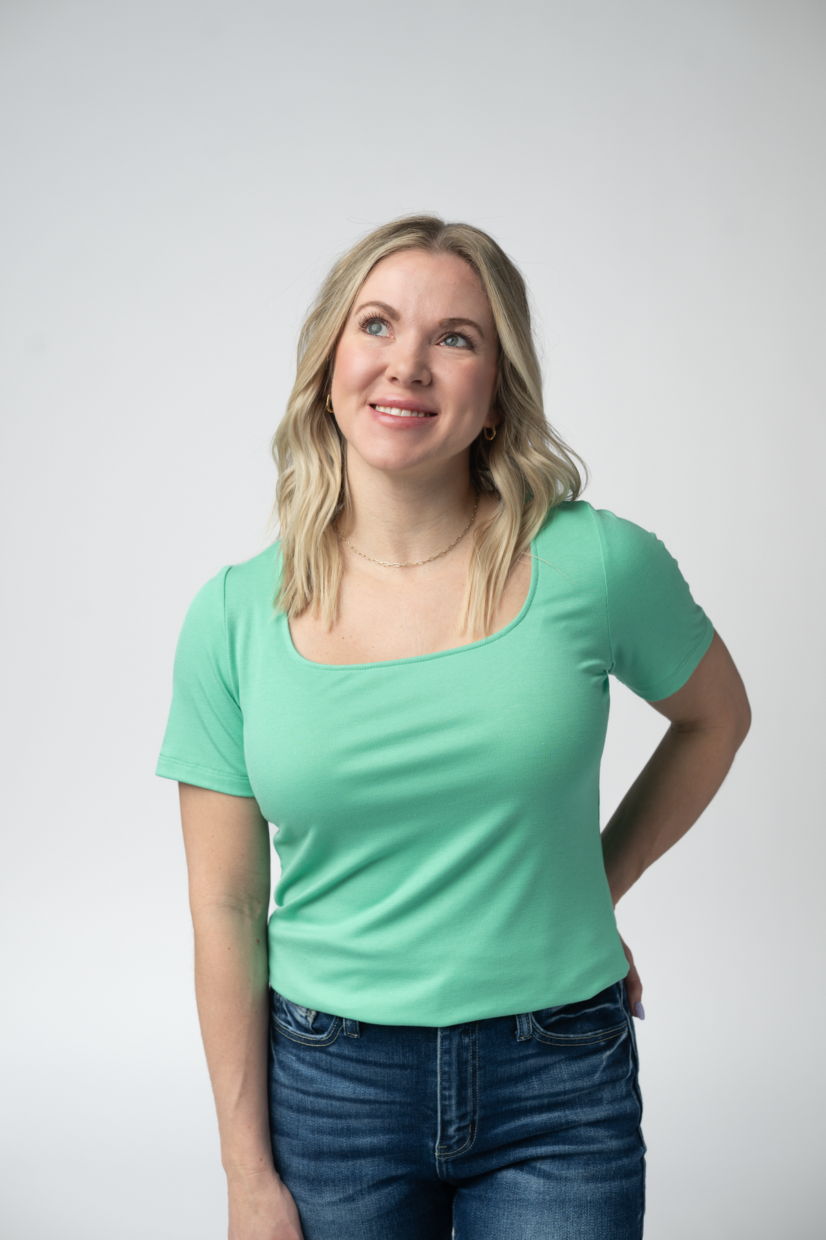 Short Sleeve Alyssa Top - Aquamarine-Tops-Villari Chic, women's online fashion boutique in Severna, Maryland