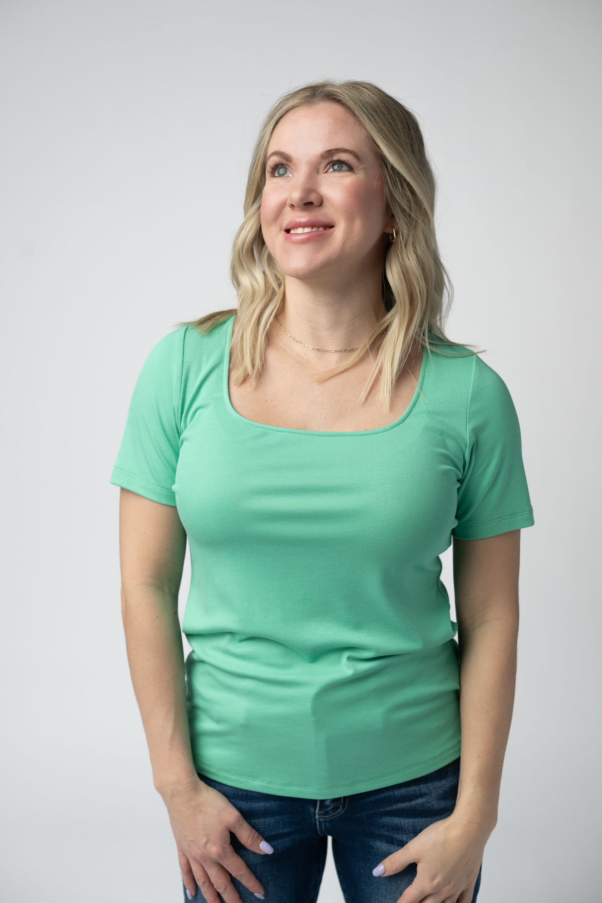Short Sleeve Alyssa Top - Aquamarine-Tops-Villari Chic, women's online fashion boutique in Severna, Maryland