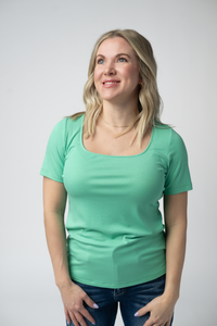 Short Sleeve Alyssa Top - Aquamarine-Tops-Villari Chic, women's online fashion boutique in Severna, Maryland