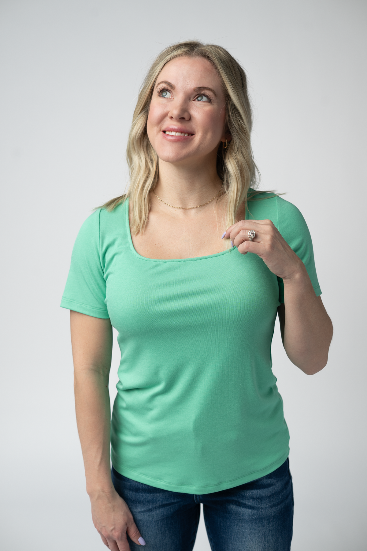 Short Sleeve Alyssa Top - Aquamarine-Tops-Villari Chic, women's online fashion boutique in Severna, Maryland