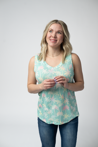 Noelle Tank - Aqua Palm-tank-Villari Chic, women's online fashion boutique in Severna, Maryland
