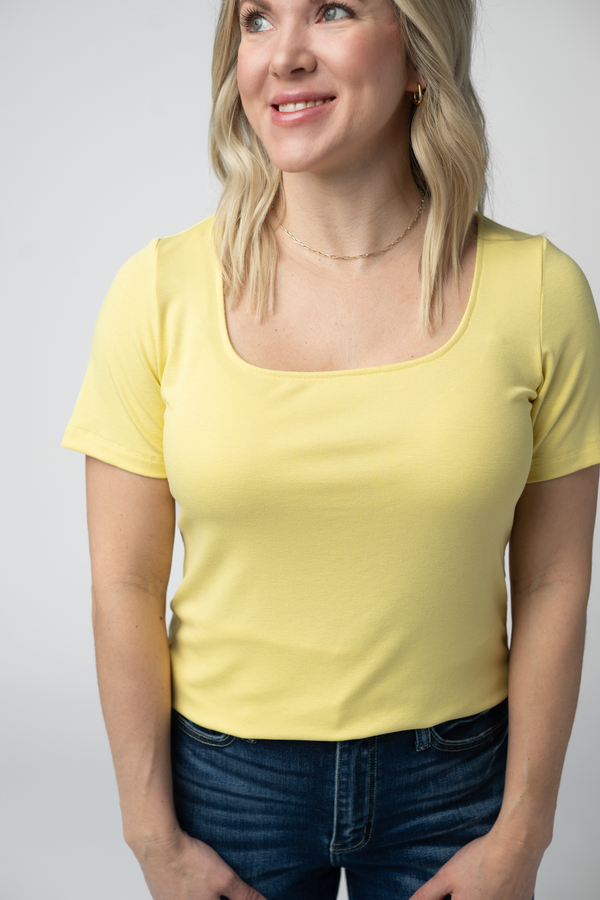Short Sleeve Alyssa Top - Yellow-Tops-Villari Chic, women's online fashion boutique in Severna, Maryland
