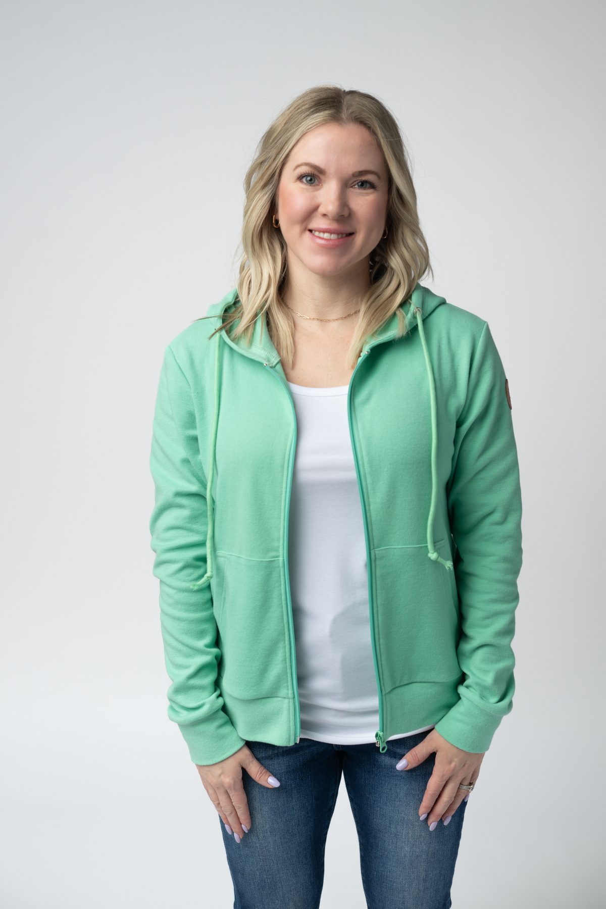 Fullzip Hoodie - Aquamarine-hoodie-Villari Chic, women's online fashion boutique in Severna, Maryland