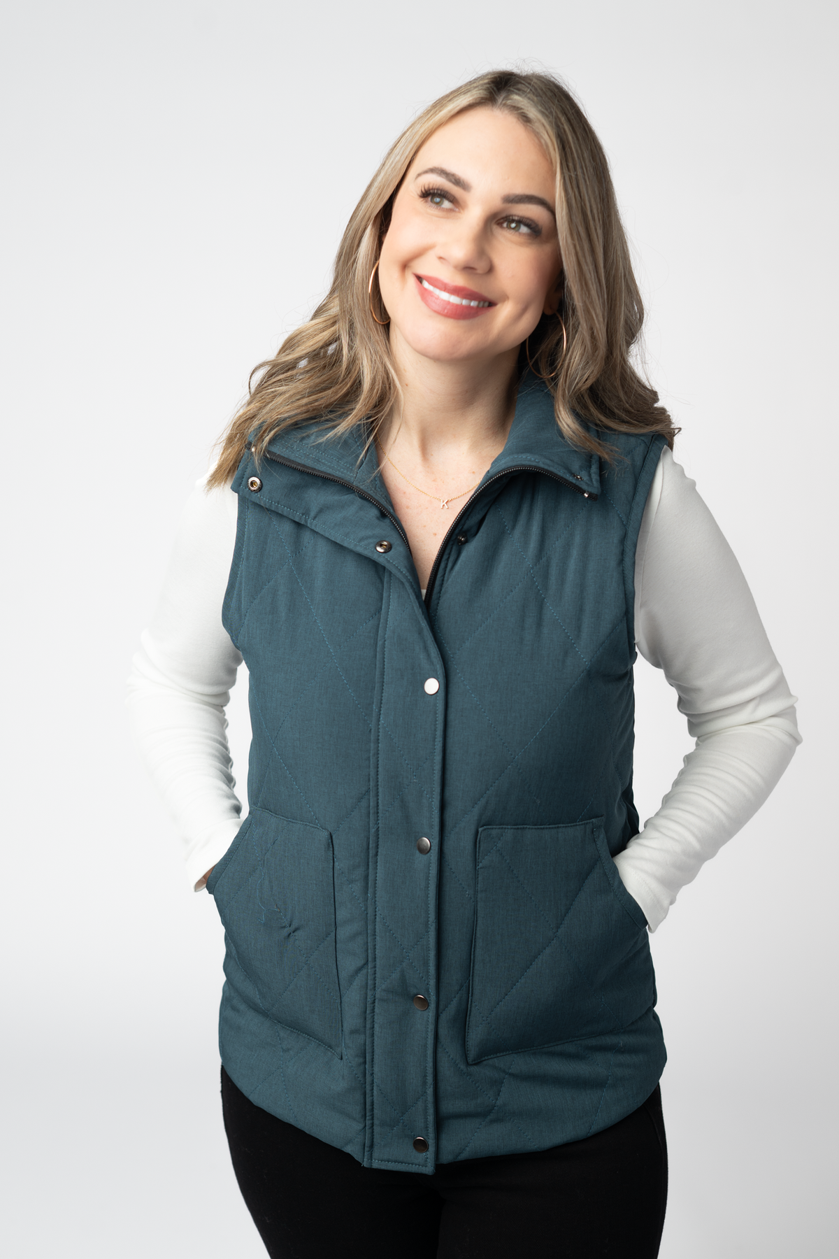 Remy Zip Up Vest - Teal-Vest-Villari Chic, women's online fashion boutique in Severna, Maryland