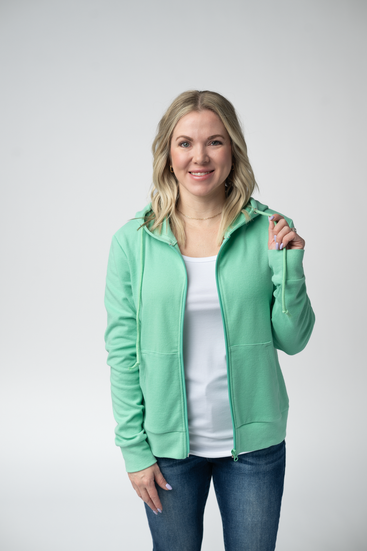 Fullzip Hoodie - Aquamarine-hoodie-Villari Chic, women's online fashion boutique in Severna, Maryland