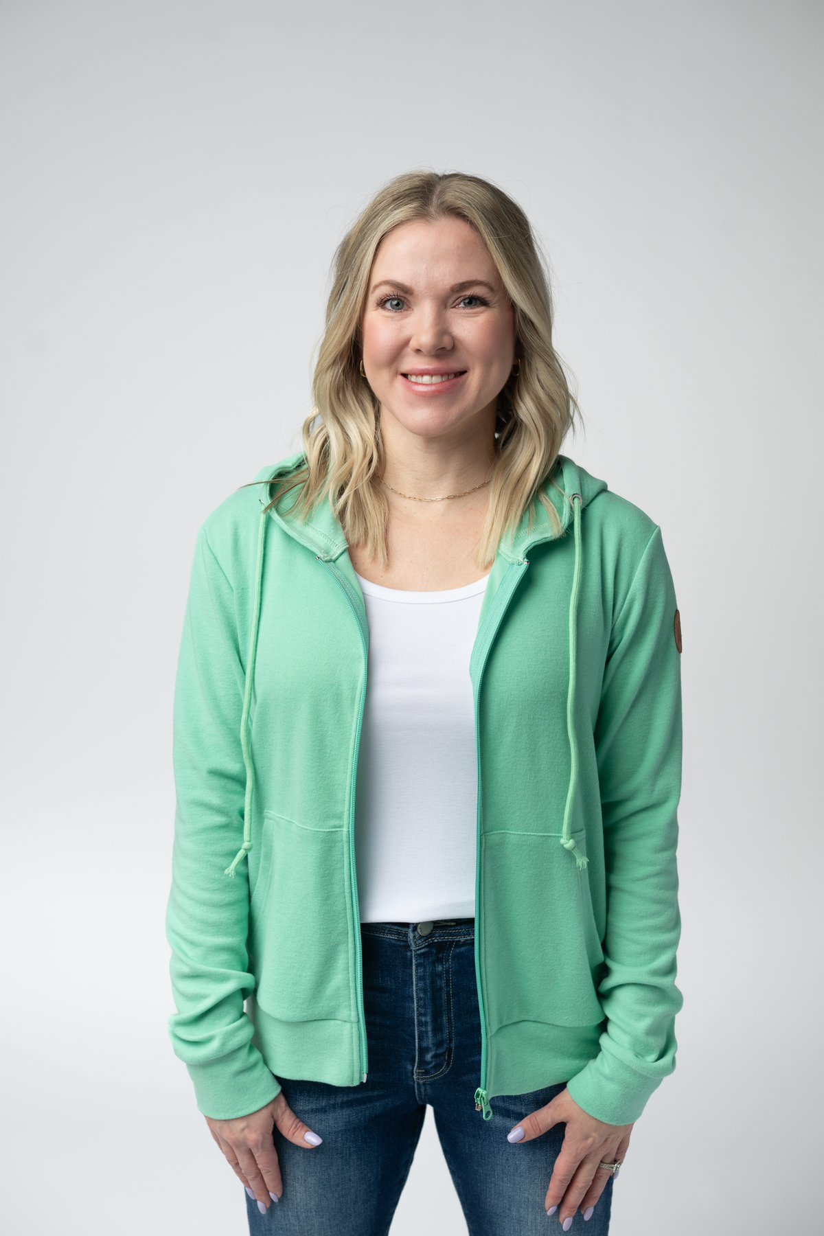 Fullzip Hoodie - Aquamarine-hoodie-Villari Chic, women's online fashion boutique in Severna, Maryland