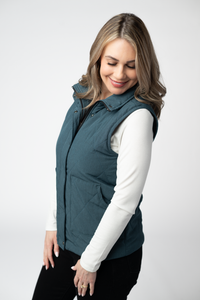 Remy Zip Up Vest - Teal-Vest-Villari Chic, women's online fashion boutique in Severna, Maryland