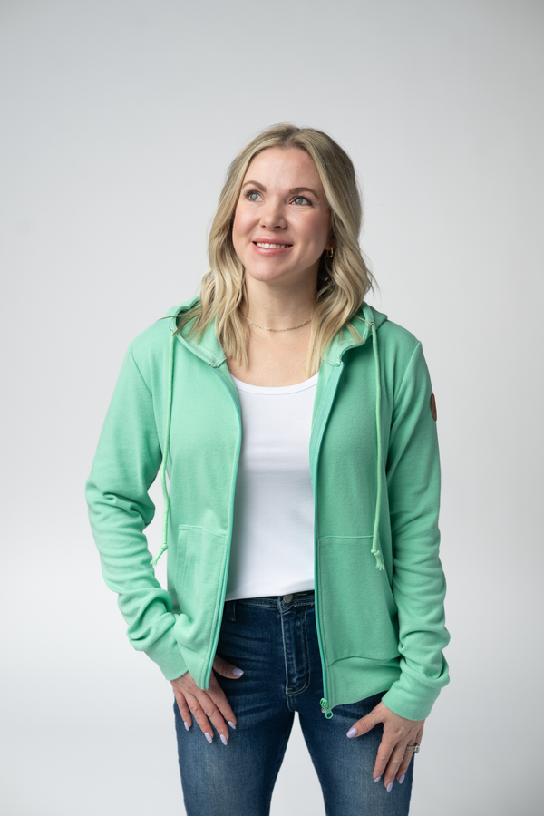 Fullzip Hoodie - Aquamarine-hoodie-Villari Chic, women's online fashion boutique in Severna, Maryland