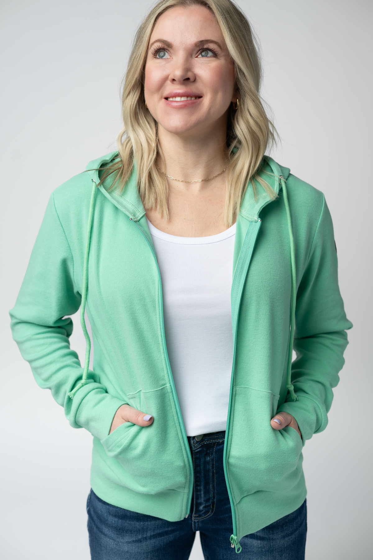 Fullzip Hoodie - Aquamarine-hoodie-Villari Chic, women's online fashion boutique in Severna, Maryland