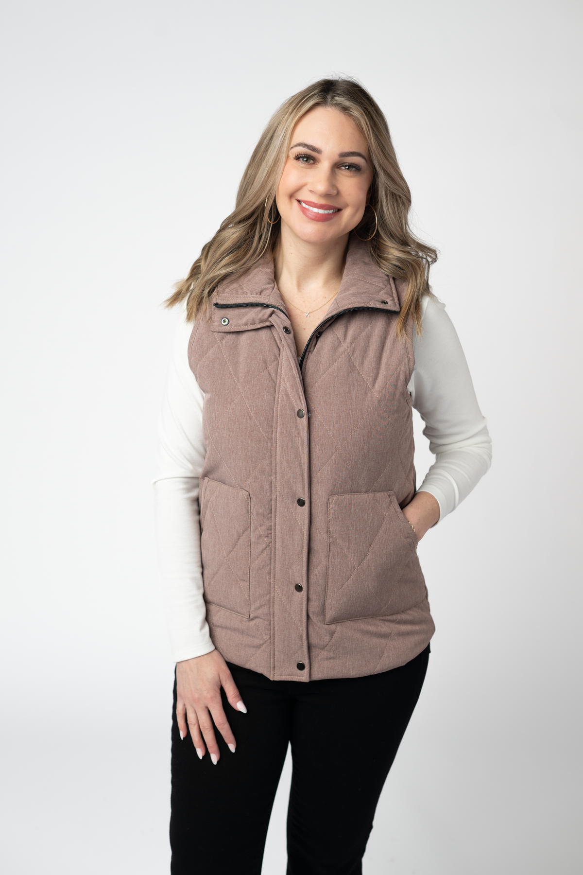 Remy Zip Up Vest - Chestnut-Vest-Villari Chic, women's online fashion boutique in Severna, Maryland