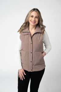 Remy Zip Up Vest - Chestnut-Vest-Villari Chic, women's online fashion boutique in Severna, Maryland