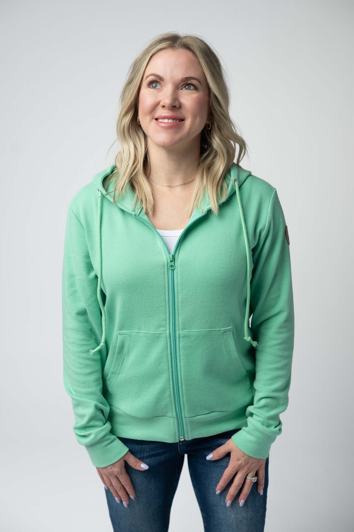 Fullzip Hoodie - Aquamarine-hoodie-Villari Chic, women's online fashion boutique in Severna, Maryland