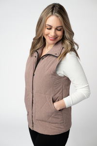 Remy Zip Up Vest - Chestnut-Vest-Villari Chic, women's online fashion boutique in Severna, Maryland