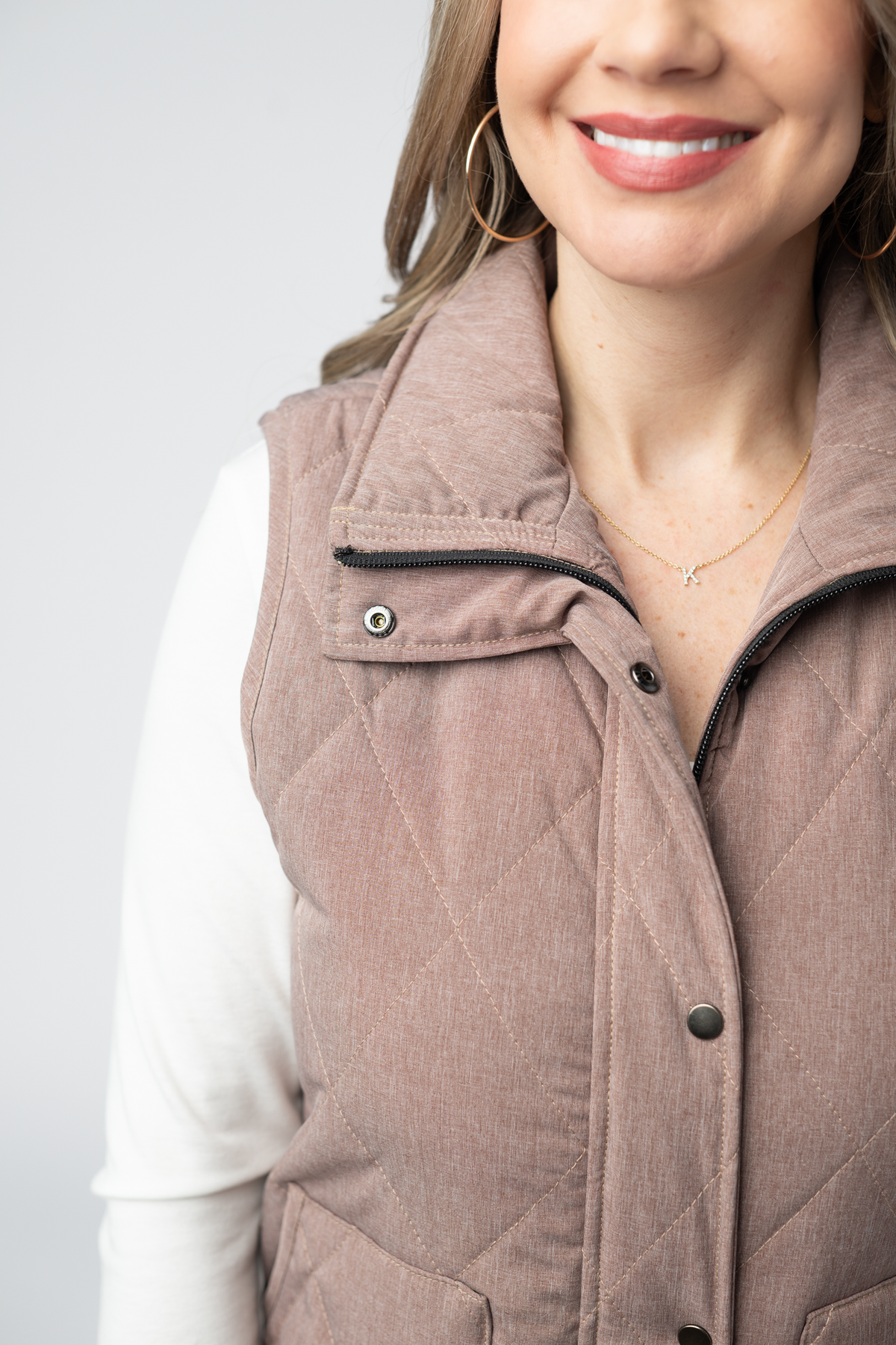 Remy Zip Up Vest - Chestnut-Vest-Villari Chic, women's online fashion boutique in Severna, Maryland