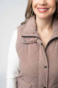 Remy Zip Up Vest - Chestnut-Vest-Villari Chic, women's online fashion boutique in Severna, Maryland