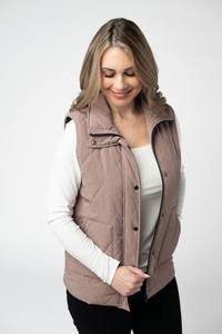 Remy Zip Up Vest - Chestnut-Vest-Villari Chic, women's online fashion boutique in Severna, Maryland