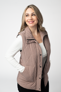 Remy Zip Up Vest - Chestnut-Vest-Villari Chic, women's online fashion boutique in Severna, Maryland