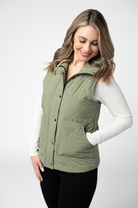 Remy Zip Up Vest - Dark Sage-Vest-Villari Chic, women's online fashion boutique in Severna, Maryland