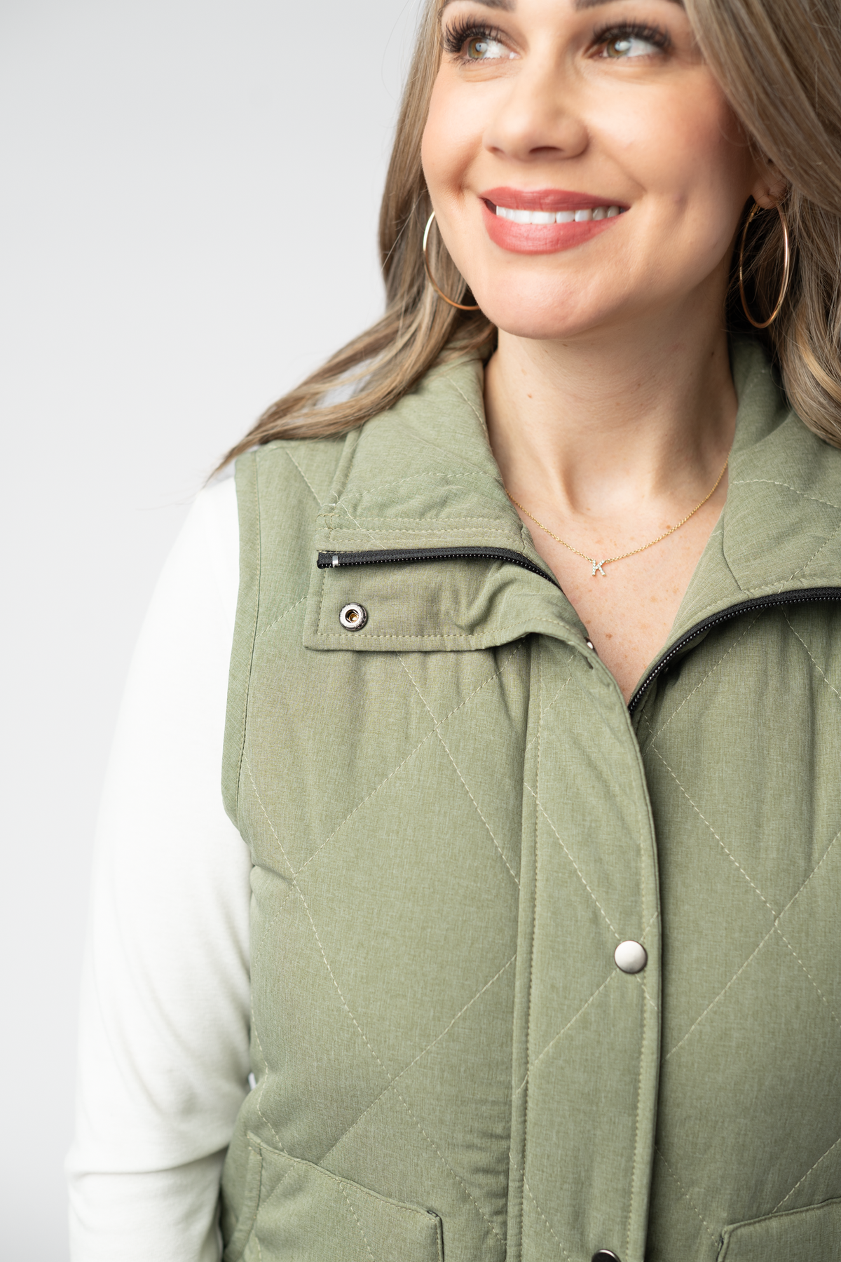 Remy Zip Up Vest - Dark Sage-Vest-Villari Chic, women's online fashion boutique in Severna, Maryland