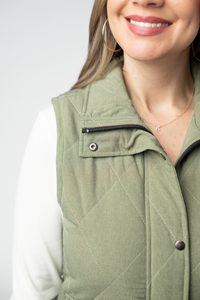 Remy Zip Up Vest - Dark Sage-Vest-Villari Chic, women's online fashion boutique in Severna, Maryland