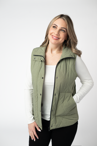 Remy Zip Up Vest - Dark Sage-Vest-Villari Chic, women's online fashion boutique in Severna, Maryland