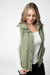 Remy Zip Up Vest - Dark Sage-Vest-Villari Chic, women's online fashion boutique in Severna, Maryland
