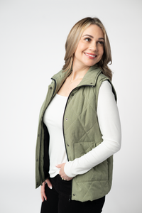 Remy Zip Up Vest - Dark Sage-Vest-Villari Chic, women's online fashion boutique in Severna, Maryland