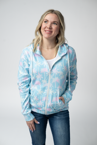 Fullzip Hoodie - Aqua Palm-hoodie-Villari Chic, women's online fashion boutique in Severna, Maryland