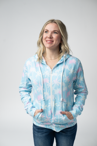 Fullzip Hoodie - Aqua Palm-hoodie-Villari Chic, women's online fashion boutique in Severna, Maryland