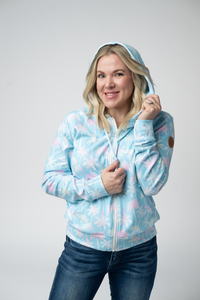 Fullzip Hoodie - Aqua Palm-hoodie-Villari Chic, women's online fashion boutique in Severna, Maryland