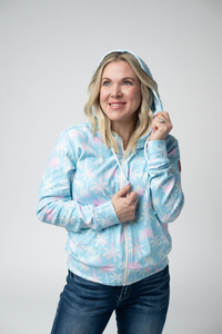 Fullzip Hoodie - Aqua Palm-hoodie-Villari Chic, women's online fashion boutique in Severna, Maryland