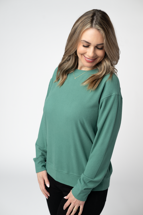Corrine Ribbed Pullover Top - Fern-Pullover-Villari Chic, women's online fashion boutique in Severna, Maryland