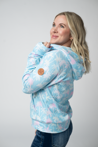 Fullzip Hoodie - Aqua Palm-hoodie-Villari Chic, women's online fashion boutique in Severna, Maryland