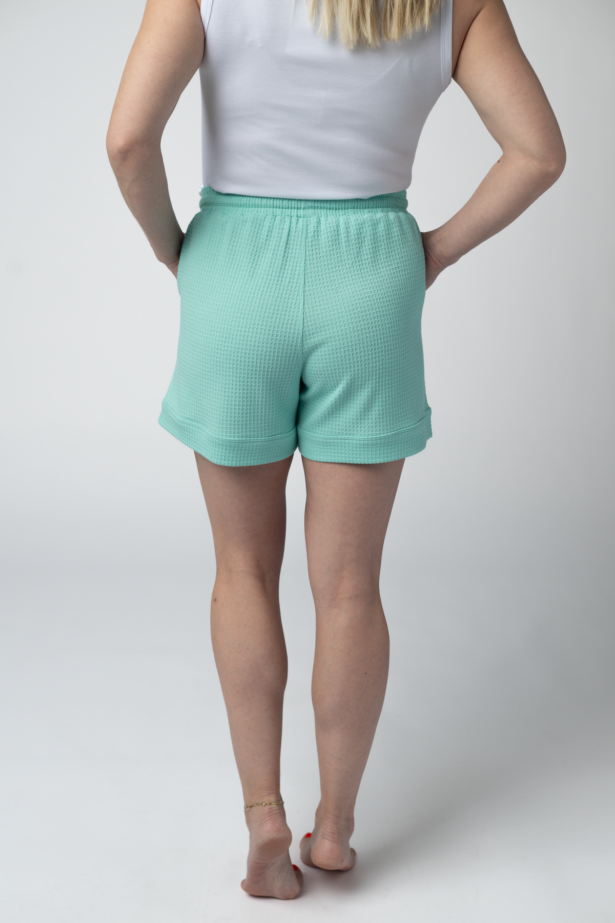 Weslie Waffle Shorts - Turquoise-shorts-Villari Chic, women's online fashion boutique in Severna, Maryland