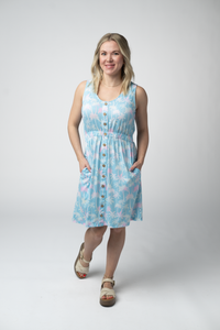 Beverly Button Dress - Aqua Palm-dress-Villari Chic, women's online fashion boutique in Severna, Maryland