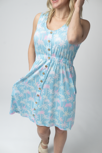 Beverly Button Dress - Aqua Palm-dress-Villari Chic, women's online fashion boutique in Severna, Maryland