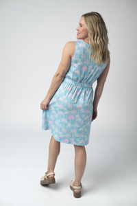 Beverly Button Dress - Aqua Palm-dress-Villari Chic, women's online fashion boutique in Severna, Maryland