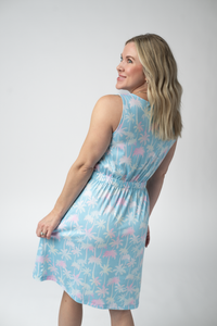 Beverly Button Dress - Aqua Palm-dress-Villari Chic, women's online fashion boutique in Severna, Maryland