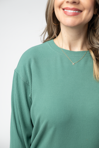 Corrine Ribbed Pullover Top - Fern-Pullover-Villari Chic, women's online fashion boutique in Severna, Maryland