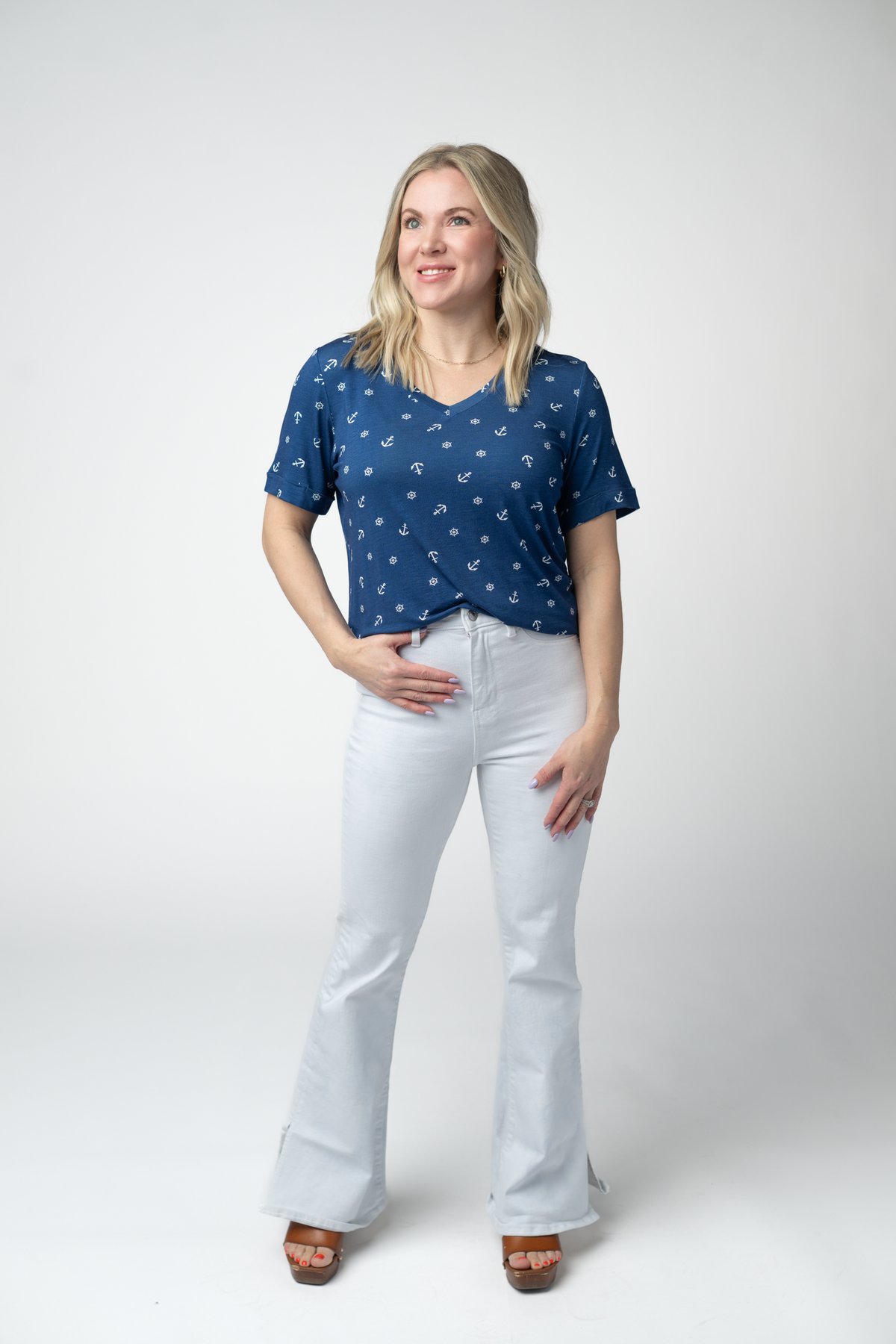 Sophie Top - Nautical Navy-Shirts-Villari Chic, women's online fashion boutique in Severna, Maryland