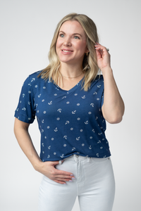 Sophie Top - Nautical Navy-Shirts-Villari Chic, women's online fashion boutique in Severna, Maryland