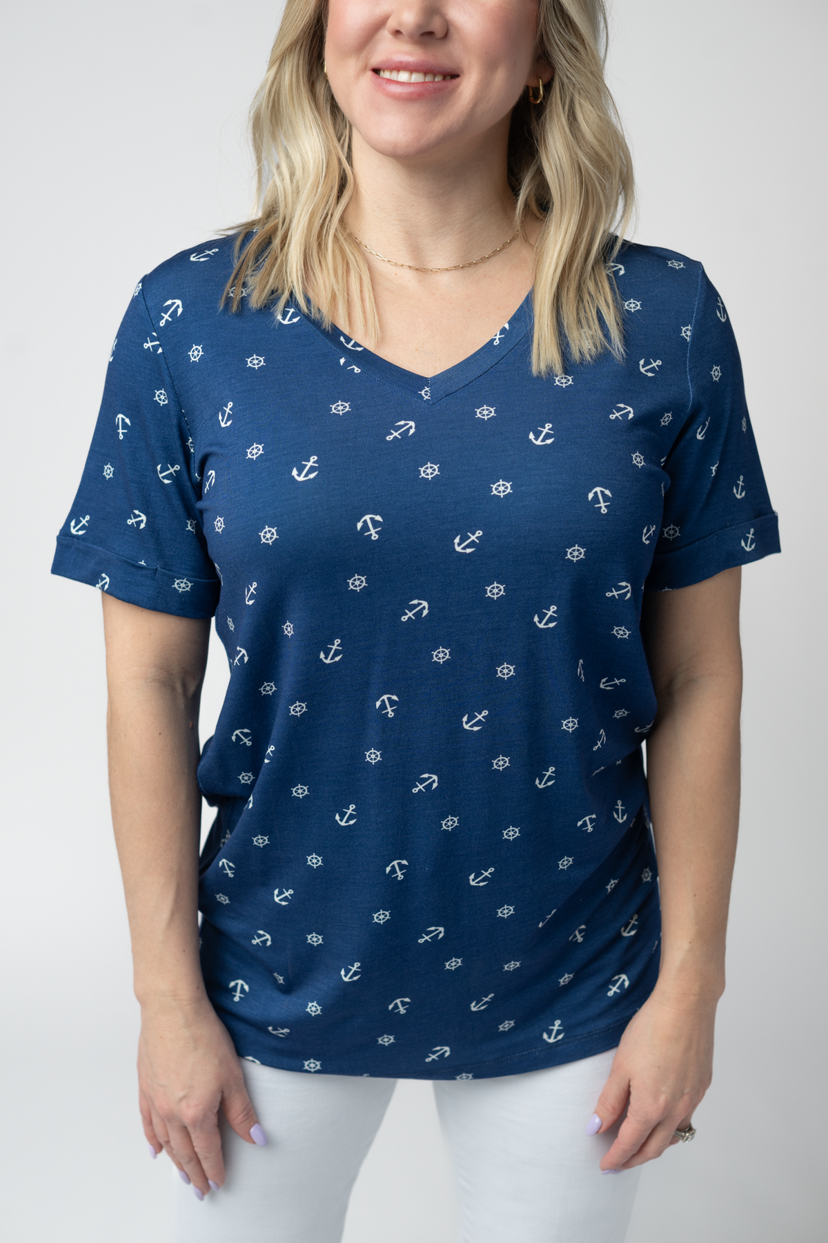 Sophie Top - Nautical Navy-Shirts-Villari Chic, women's online fashion boutique in Severna, Maryland