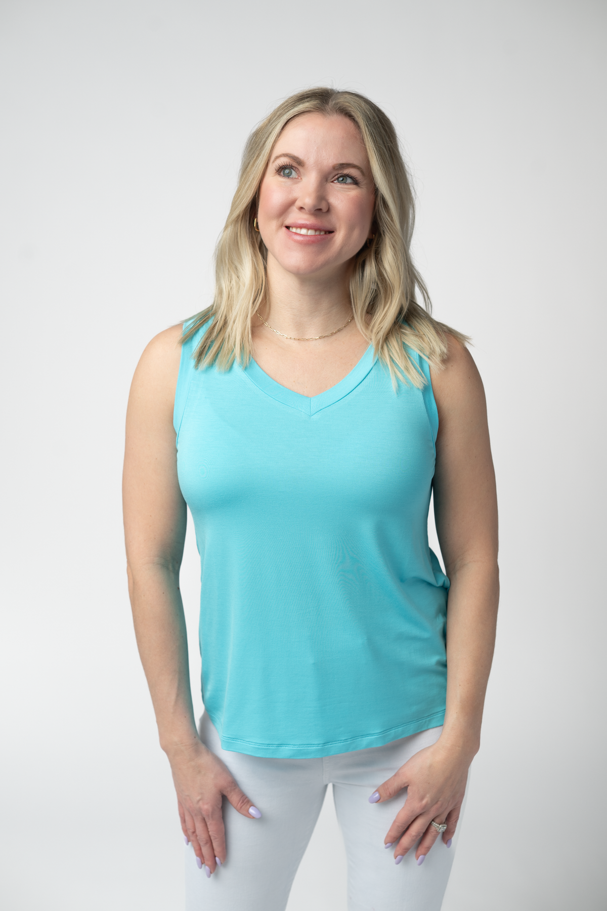 Noelle Tank - Aqua-tank-Villari Chic, women's online fashion boutique in Severna, Maryland