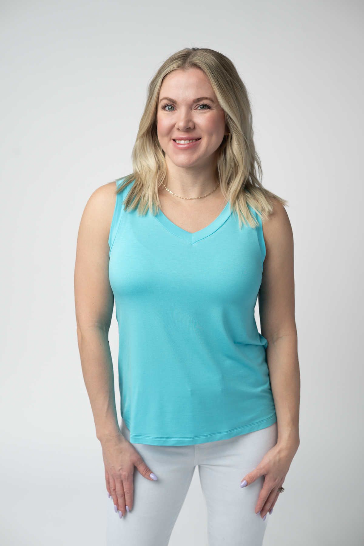 Noelle Tank - Aqua-tank-Villari Chic, women's online fashion boutique in Severna, Maryland