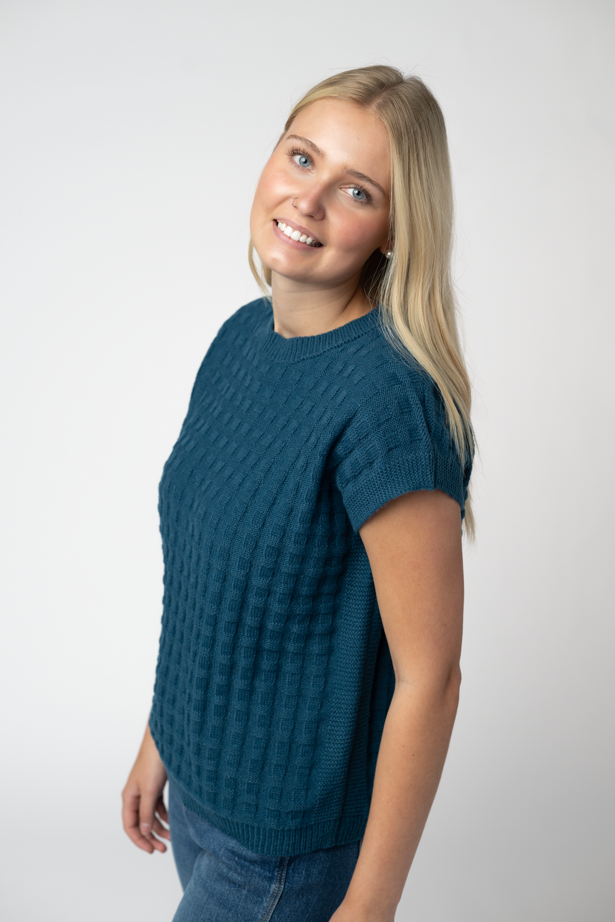 Kelly Knitted Top - Teal-Tops-Villari Chic, women's online fashion boutique in Severna, Maryland